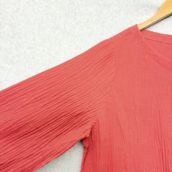 Soft Surroundings Size 1X Rust Blouse Oceo Gauze Tunic Tunic 3/4 Sleeve Beachy - Picture 5 of 10